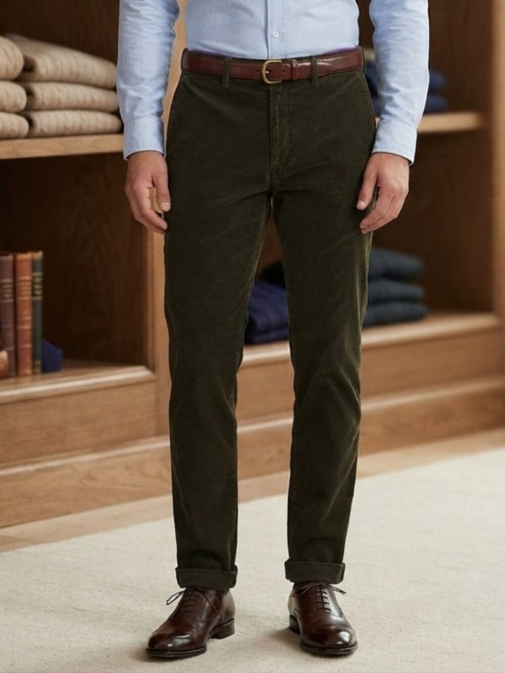 Hiltl Dark Olive Green Corduroy Pants Men's Size 34